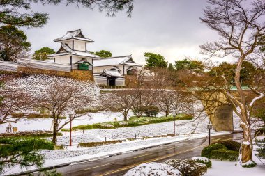 Kanazawa, Japan at the castle in winter  clipart