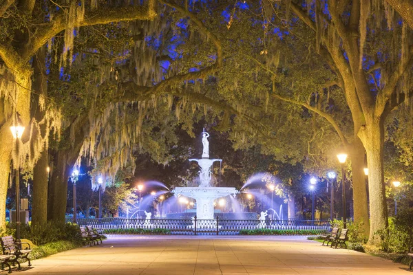 Forsyth Park, Savannah, Gruzja, fontanna USA — Zdjęcie stockowe
