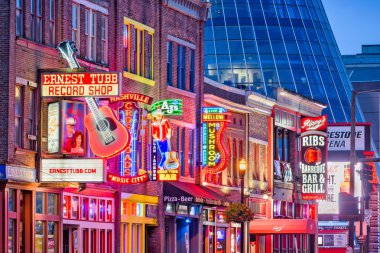 Lower Broadway Honky Tonks Nashville, Tennessee clipart