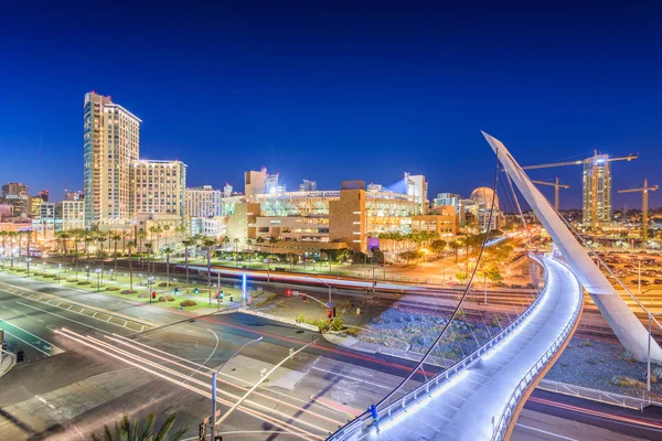 San Diego, Californië Cityscape 's nachts. — Stockfoto