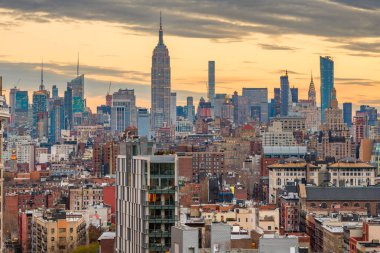 New York City, ABD Manhattan şehir merkezi silueti 