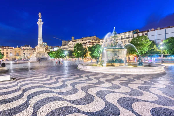 Lisboa, Portugal Paisaje urbano en la Plaza Rossio . —  Fotos de Stock