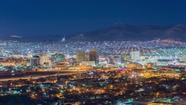 Paso Texas Usa Downtown City Skyline Time Lapse Night Dawn — Stock videók