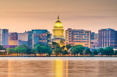 Madison, Wisconsin, Usa şehir merkezi silueti