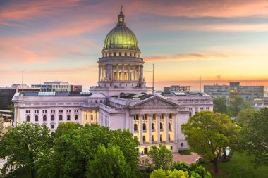 Madison, Wisconsin, Eyalet Kongre Binası üzerindeki Usa Citycape