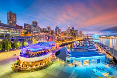 Seattle, Washington, Abd İskelesi ve Ufuk Çizgisi
