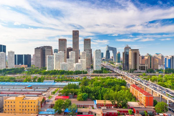 Pequim, China skyline distrito financeiro moderno — Fotografia de Stock