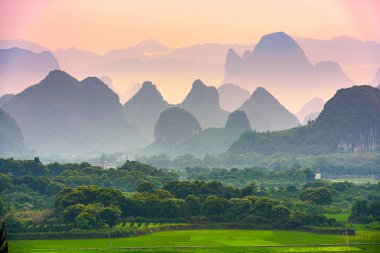 Guilin, China karst mountain landscape. clipart