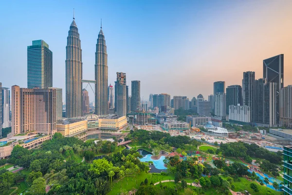 Kuala Lumpur Malesia Parco Skyline Tramonto — Foto Stock