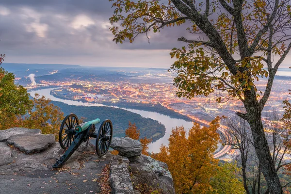 Chattanooga Tennessee Abd Manzaralı Şafak Vakti Gözcü Dağından — Stok fotoğraf