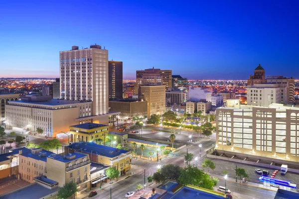 Paso Texas Usa Downtown Skyline Van Stad Schemering Met Juarez — Stockfoto
