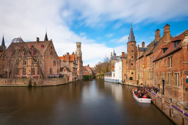 Bruges Βέλγιο Σκηνή Στον Ποταμό Rozenhoedkaai — Φωτογραφία Αρχείου