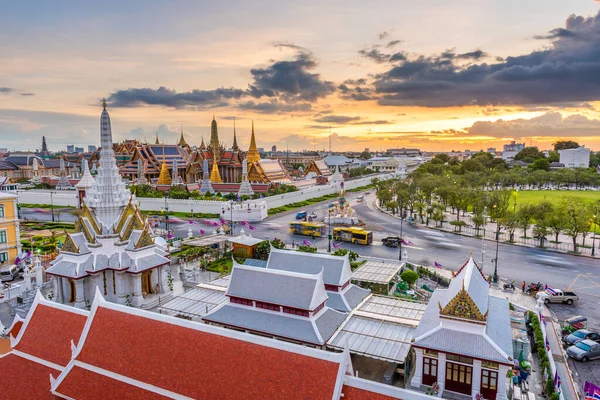 Бангкок Таїланд Храмі Смарагдового Будди Великого Палацу Сутінках — стокове фото