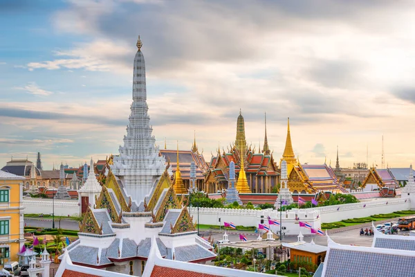 Bangkok Tailandia Templo Del Buda Esmeralda Gran Palacio Atardecer — Foto de Stock