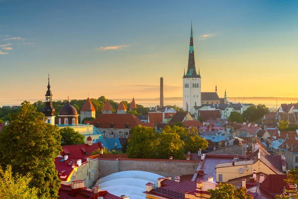 Tallin Estonia Stara Panorama Miasta Świcie — Zdjęcie stockowe