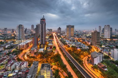Bangkok, Tayland Alacakaranlıktan Şehir Manzarası