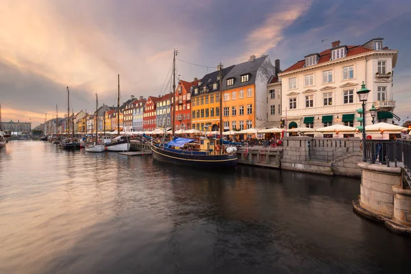 Kopenhagen Denemarken Het Nyhavn Kanaal Nachts — Stockfoto