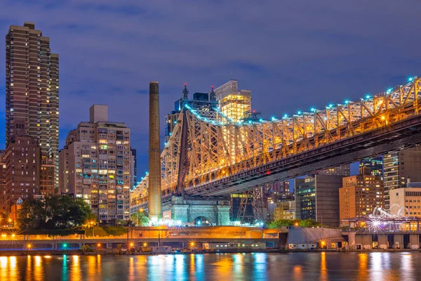 Ciudad Nueva York Centro Manhattan Paisaje Urbano East River Crepúsculo — Foto de Stock