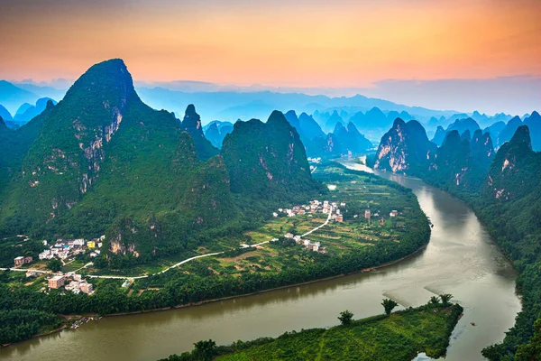 Paesaggio Montano Carsico Sul Fiume Xingping Provincia Del Guangxi Cina — Foto Stock