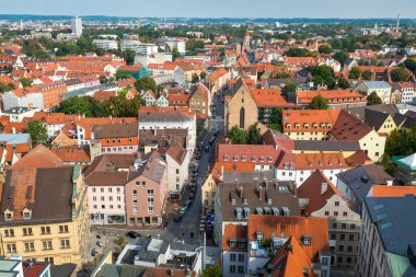 Augsburg, Almanya 'nın çatı manzarası.