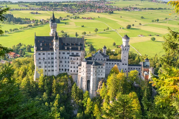 Castello Neuschwanstein Nelle Alpi Bavaresi Della Germania Dall Alto — Foto Stock