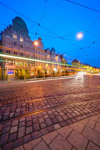 Augsburg Germany Old Town Cityscape Street Cars Passing Cafes Shops — Stock Photo, Image