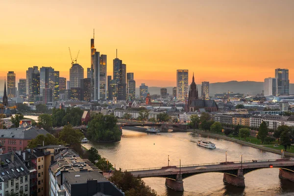 Frankfurt Germany Skyline Main River Dusk — Stock Photo, Image