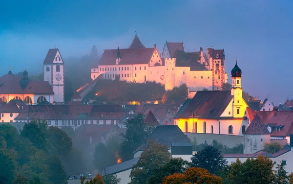 Старый Город Реке Лех Германии Время Тумана — стоковое фото