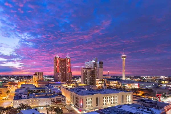 San Antonio Texas Verenigde Staten Skyline Bij Schemering Van Boven — Stockfoto