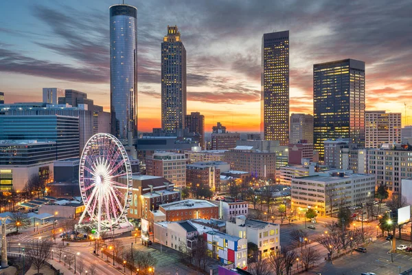 Atlanta Georgia Amerika Serikat Skyline Pusat Kota Senja — Stok Foto