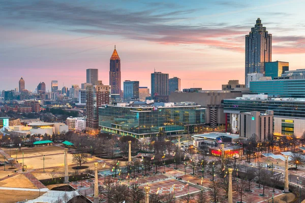 Atlanta Georgia Amerikai Egyesült Államok Belvárosa Alkonyatkor — Stock Fotó