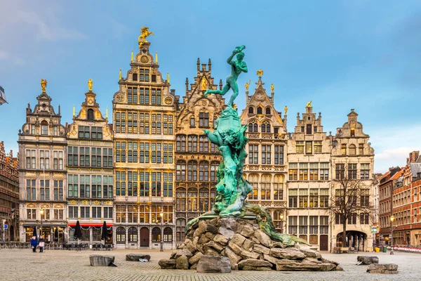 Grote Markt Antwerp Belgium Alkonyatkor — Stock Fotó
