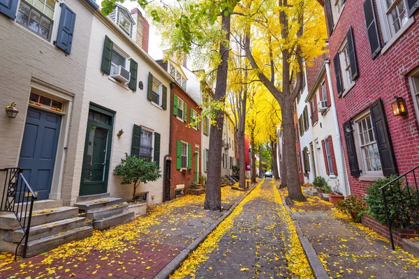美国宾夕法尼亚州费城一个传统街区的秋天小巷 — 图库照片