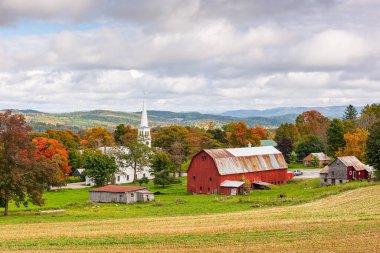 Peacham, Vermont, ABD Kırsal Sonbahar Sahnesi.