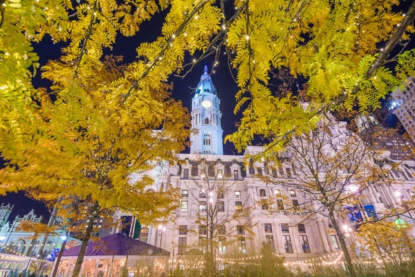 Philadelphia Pennsylvania Usa City Hall Tower Autumn Evening — Stock Photo, Image