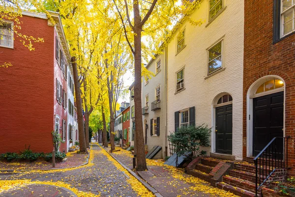 Herfst Steegje Een Traditionele Buurt Philadelphia Pennsylvania Verenigde Staten — Stockfoto