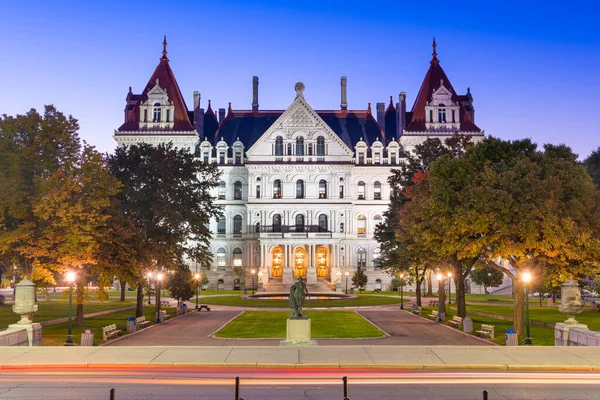 Albany Nueva York Capitolio Del Estado Nueva York Atardecer — Foto de Stock