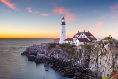 Portland, Maine, ABD Sabah Portland Head Light 'ta.