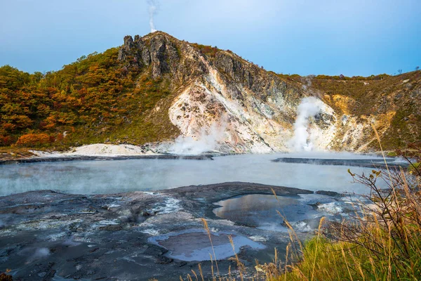 Hiyori Rises Oyunuma Lake Hell Valley Noboribetsu Hokkaido Japan — Stock Photo, Image