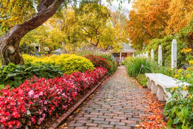 Portsmouth, New Hampshire, ABD Prescott Park 'ta sonbahar boyunca.