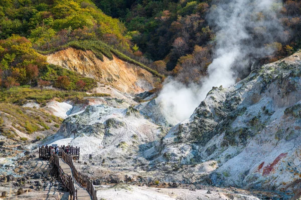 Cehennem Vadisi Olarak Bilinen Jigokudani Noboribetsu Hokkaido Japonya Daki Birçok — Stok fotoğraf