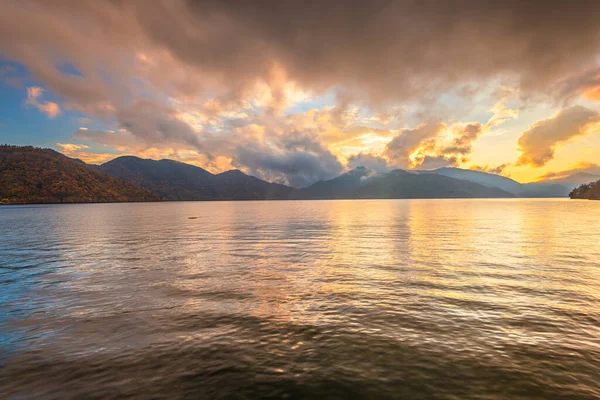 Lac Chuzenji Nikko Japon Coucher Soleil Automne — Photo