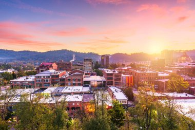 Asheville, North Carolina, USA downtown skyline at dusk. clipart