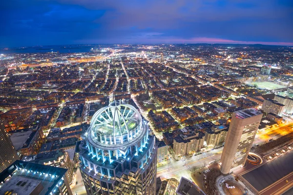 Boston Massachusetts Teki Güney Ucu Nun Gece Hava Görüntüsü — Stok fotoğraf