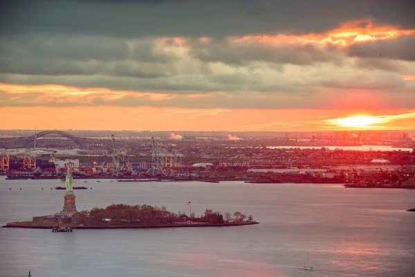 New York Harbor New York Usa Med Frihetsgudinnan Och Bayonne — Stockfoto