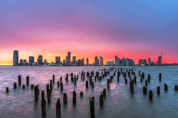 Borsa Yeri New Jersey Abd Hudson Nehri Nin Karşısından Ufuk — Stok fotoğraf