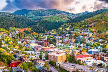 Park City, Utah, USA downtown in autumn at dusk. clipart