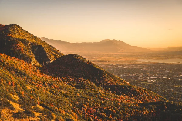 Provo Utah Eua Vista Centro Cidade Partir Mirante Durante Anoitecer — Fotografia de Stock