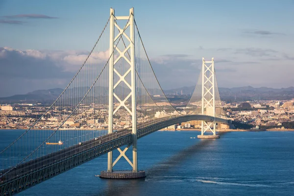 Pont Akashi Kaikyo Enjambant Mer Intérieure Seto Depuis Kobe Japon — Photo