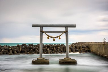 Wajima, Japan at the Shirayama Torii gate  in the Sea of Japan. clipart